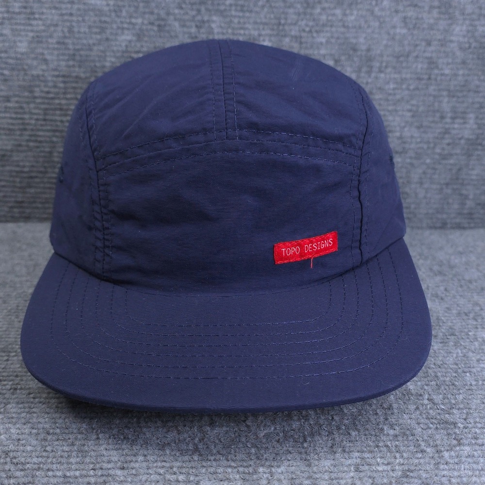 Topo Designs Camp Hat Cap Strap Back Mens Blue Adjustable Hiking Packable USA